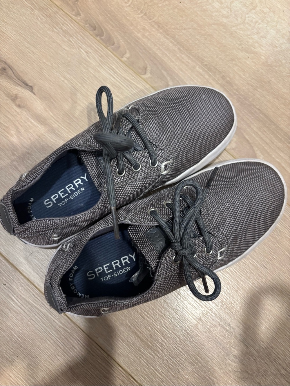 Sperry Boys size 13 Charcoal Knit Boat Shoes with White Sole